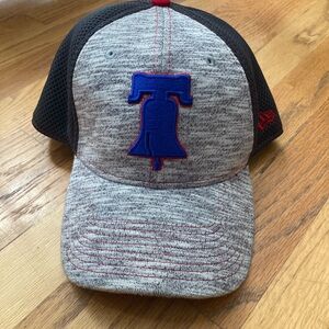 New Era Gray and Black Hat with Blue Logo